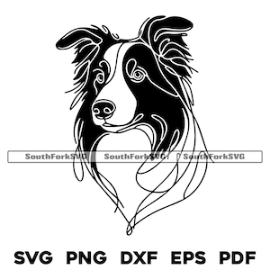 Border Collie Minimal Line Art Design svg png dxf eps pdf | vector graphic cut file laser clip art | instant digital download commercial use