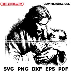 Jezus met pasgeboren baby lasergraveren bestanden svg png dxf eps pdf | vector grafisch ontwerp knippen print kleurstof sub cnc digitaal bestand commercieel gebruik