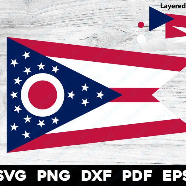 Ohio State Flag | svg png dxf eps pdf | layered by color vector graphic design cut print dye sub laser cnc engrave digital files