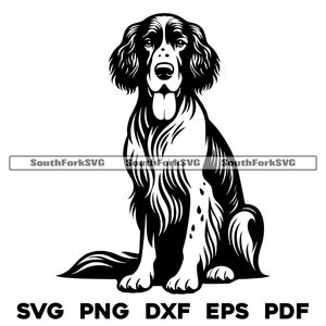 English Setter Dog Sitting Design | svg png dxf eps pdf | vector graphic cut file laser clip art | instant digital download commercial use