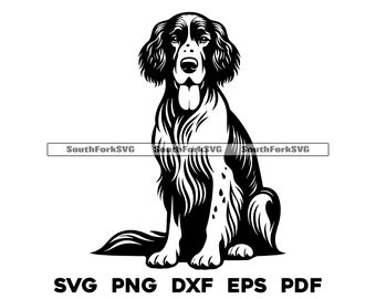 English Setter Dog Sitting Design | svg png dxf eps pdf | vector graphic cut file laser clip art | instant digital download commercial use