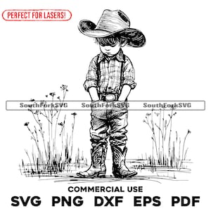 Laser-Gravur-Datei Niedlicher kleiner Cowboy | svg png dxf eps pdf | transparente Vektorgrafik Design Cut Print Dye subcommerzielle Nutzung
