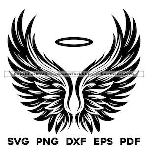 Angel Wings & Halo | svg png dxf pdf eps | vector graphic design cut print dye sub laser engrave digital files commerial use