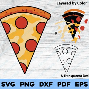 Peperoni Pizza Stück svg png dxf pdf eps Überlagert von Farbschnitt-Datei Clip Art Vektorgrafik Drive Thru Diner Fast Food Datum Niedlich Burger Symbol