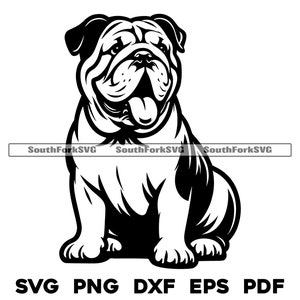 Bulldogge Hund Sitzend Design 2 | svg png dxf eps pdf | Vektorgrafik Datei Laser Clip Art schneiden | sofort download für kommerzielle Nutzung