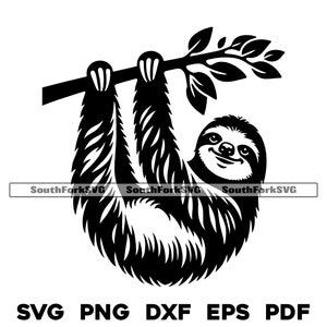 Faultier Hängen am Zweig Design svg png dxf eps pdf | Vektorgrafik Datei Laser Clip Art schneiden | sofortiger digitaler Download kommerzielle Nutzung