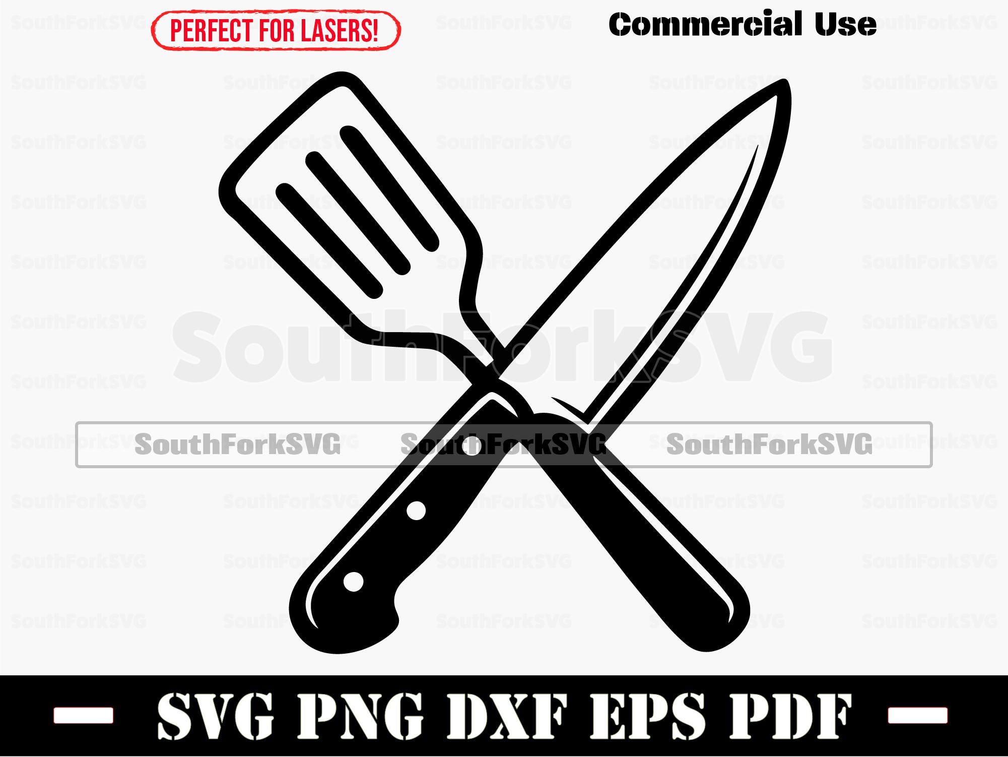 Crossed Spatula & Knife Svg Png Dxf Pdf Eps | Cut Print Laser Digital ...