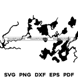 Adler Fluss Kette von Seen Wisconsin Map Form Silhouette svg png dxf pdf eps Vektorgrafik