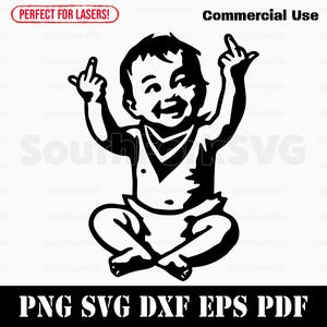 Desenho engraçado de dedos médios de bebê svg png dxf eps pdf | design gráfico vetorial corte impressão laser gravar arquivos | download digital uso comercial