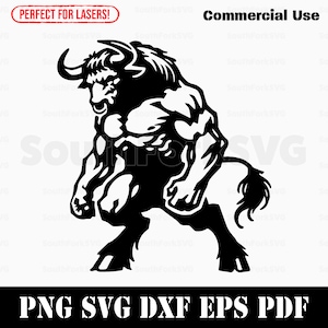 Minotaurus-stier svg png dxf eps pdf-bestanden | Gesneden print lasergravure CNC kleurstof vinyl | Directe download voor commercieel gebruik
