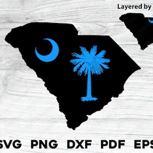 South Carolina State Flagge Form Geschichtet svg png dxf eps pdf | Vektorgrafik Design Digital Cut Print Laser cnc | kommerzielle Nutzung