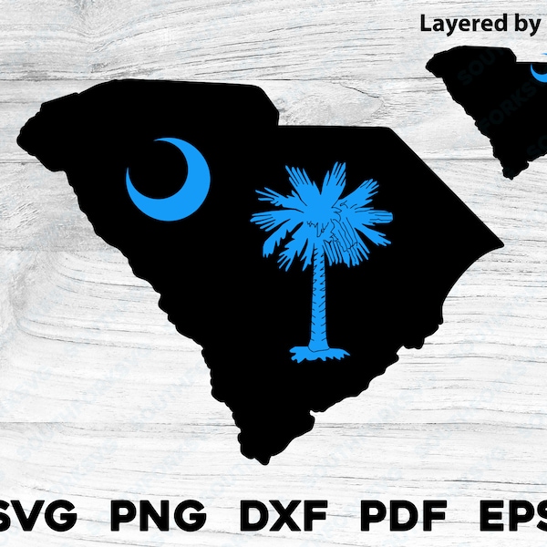 South Carolina State Flag Shape Layered svg png dxf eps pdf | vector graphic design digital cut print laser cnc | commercial use