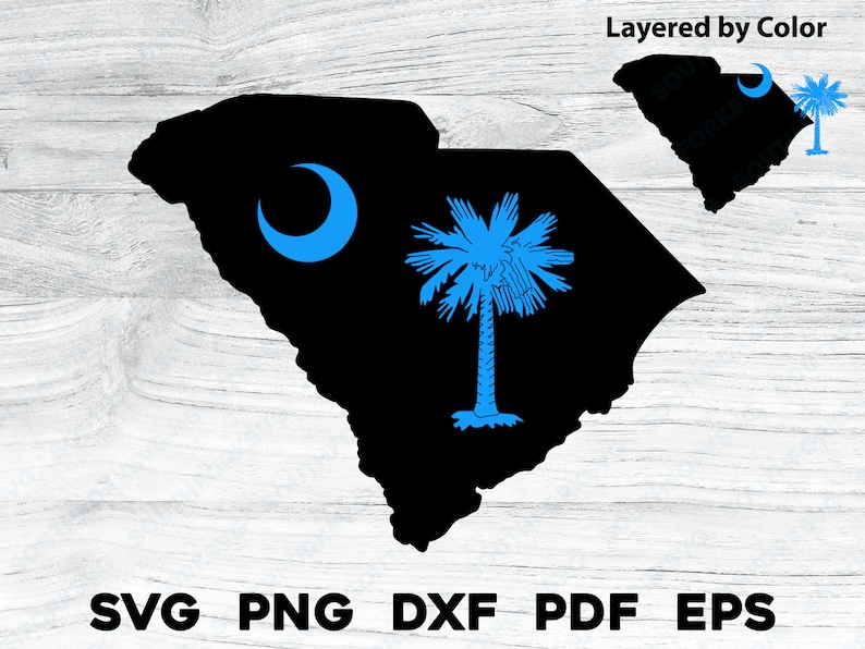 South Carolina State Flag Shape Layered Svg Png Dxf Eps Pdf | Vector ...