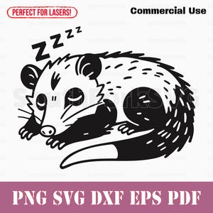 Possum adormecido svg png dxf eps pdf | design de gráficos vetoriais corte impressão sublimação de tinta gravação a laser arquivos digitais uso comercial