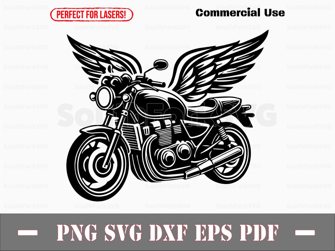 Motorcycle With Angel Wings Svg Png Dxf Eps Pdf | Transparent Vector ...