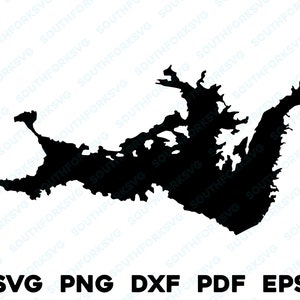 Mapa do Lago Sardis Oklahoma Silhueta de contorno svg png dxf pdf eps gráfico vetorial corte gravar arquivo a laser sub imagem de tinta