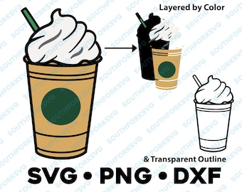 Iced Coffee SVG PNG DXF Layered by Color Cut File Clip Art Vector Graphic | Cooking Chef Kitchen Food Date Cute Simple Food Icon