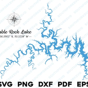 Tavolo Rock Lake Missouri mappa forma sagoma svg png dxf pdf eps disegno grafico vettoriale taglio incisione laser file immagine casa sul lago in barca