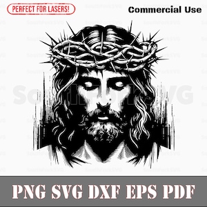 Jesus Wearing Crown of Thorns svg png dxf eps pdf | vector graphic design cut print dye sub laser digital files