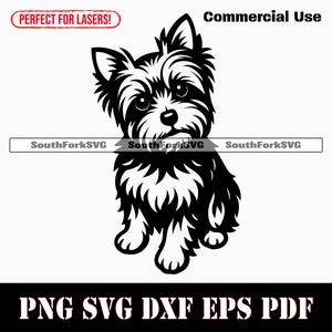 Yorkshire Terrier che implora svg png dxf eps pdf / grafica vettoriale stencil file di taglio laser clip art stampa download digitale istantaneo uso commerciale
