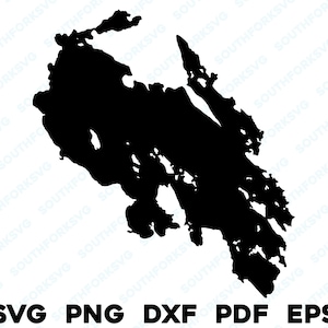 Meddybemps Lake Maine Map Form Silhouette Umriss svg png dxf pdf eps Vektorgrafik Schnitt Gravur Laserdatei Farbstoffbild
