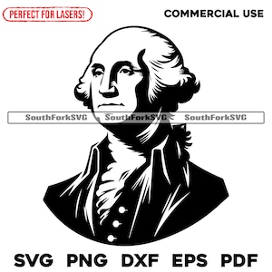 George Washington svg png dxf eps pdf | Conception graphique vectorielle impression découpée fichier numérique cnc sub cnc utilisation commerciale