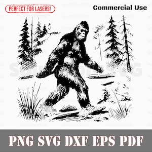 Bigfoot Sasquatch Vintage Photo Style svg png dxf pdf eps / diseño gráfico vectorial corte impresión tinte sub láser grabado archivo digital uso comercial