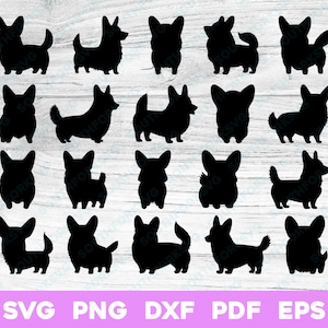 Corgis Hund Einfache Silhouette Bündel 1 | svg png dxf eps pdf | Vektorgrafik-Design Ausschneiden Drucken Laser gravieren Dateien Kommerzielle Nutzung