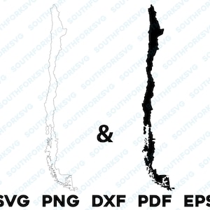 Chile País Silhueta & Contorno Formas svg png dxf pdf eps vetor gráfico design corte gravar laser arquivo imagem mapa América do Sul