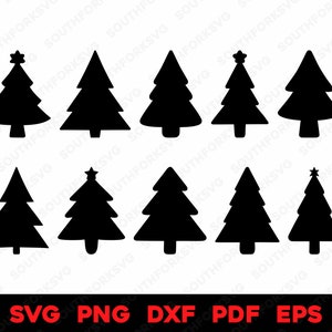 Weihnachten Weihnachtsbaum Silhouetten 1 Bündel | svg png dxf eps pdf | Vektorgrafik-Design Ausschneiden Drucken Laser gravieren Dateien Kommerzielle Nutzung