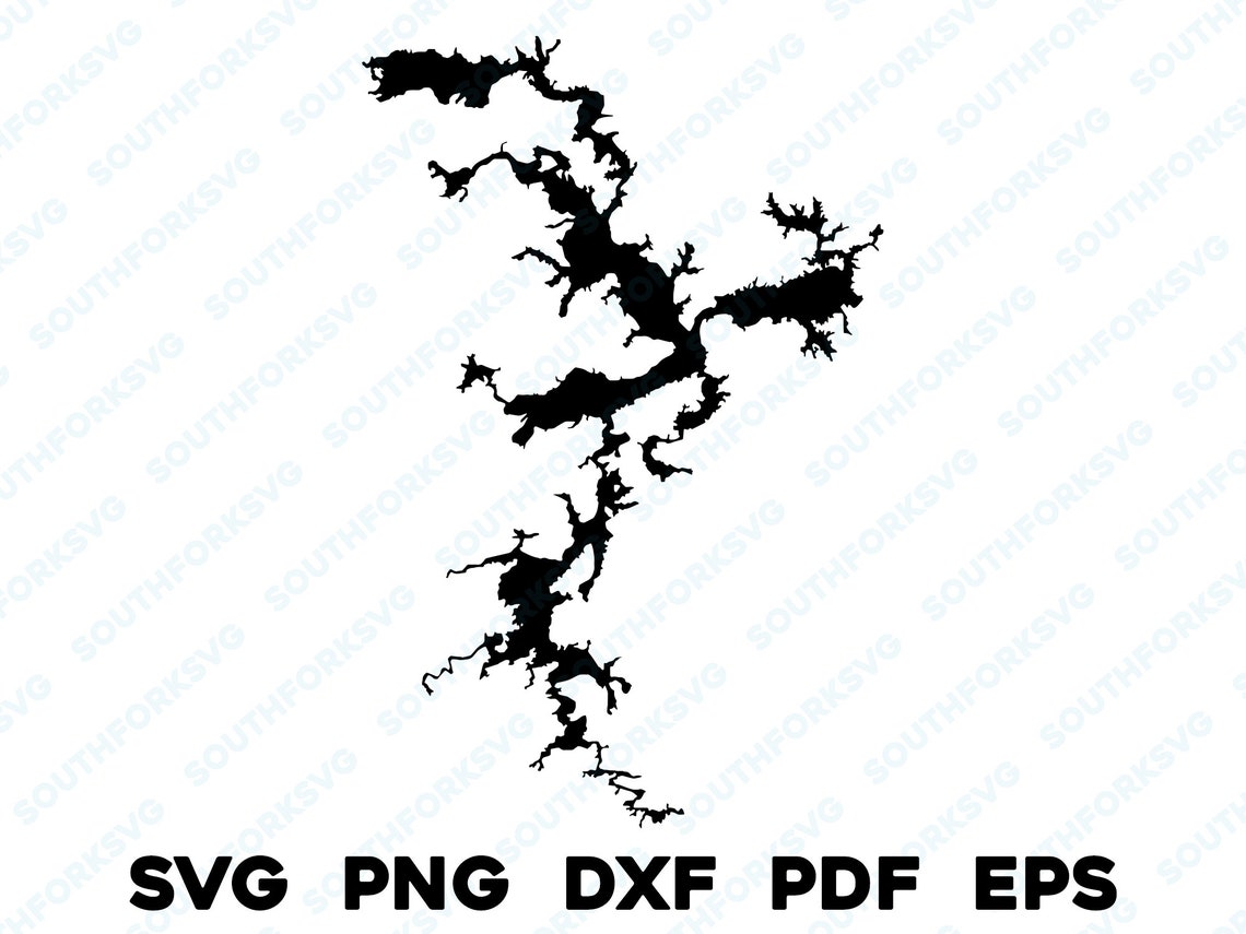 Eufaula Lake Oklahoma Less Detail Map Shape Silhouette Outline