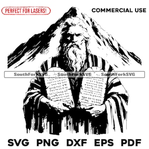 Moses Halten 10 Gebote Laser Gravur Dateien svg png dxf eps pdf Vektorgrafik Cut Print Dye sub cnc digitale kommerzielle Nutzung