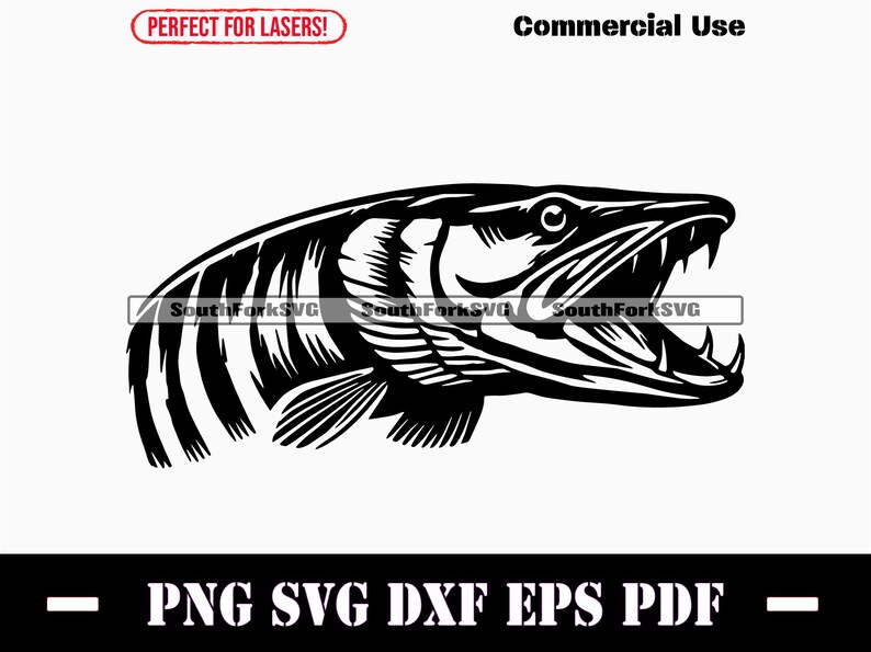 Muskie Musky Design Files Svg Png Dxf Eps Pdf Transparent Vector ...