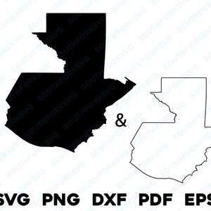 Guatemala pays Silhouette & contour formes svg png dxf pdf eps vector design graphique découpé fichier laser image carte Amérique centrale