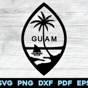 Guam Flag Center Crest Transparent Black | svg png dxf eps pdf | vector graphic design cut print dye sub laser cnc digital files
