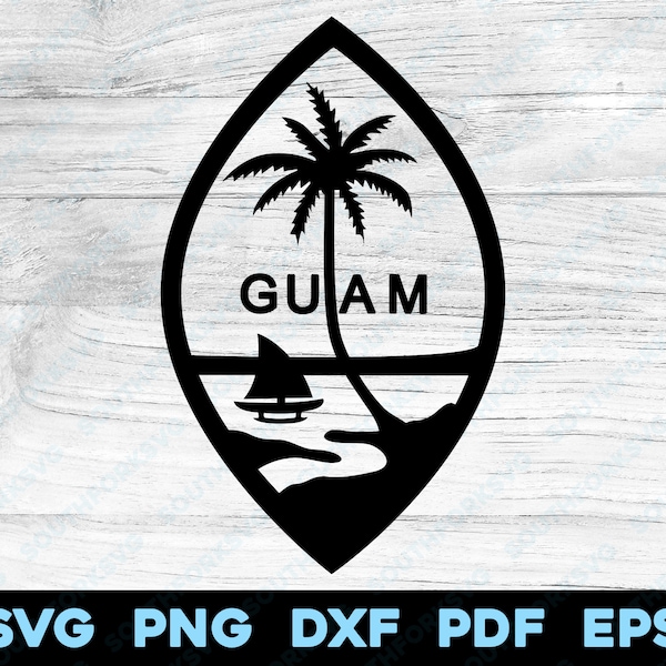 Guam Flag Center Crest Transparent Black | svg png dxf eps pdf | vector graphic design cut print dye sub laser cnc digital files