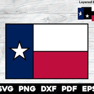 Texas State Flag Outlined | svg png dxf eps pdf | layered vector graphic design print cut dye sub cnc laser engrave digital files download