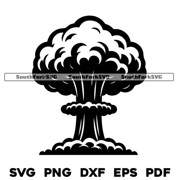 Mushroom Cloud Atomic Bomb svg png dxf eps pdf | laser engrave cut print files vector clip art | instant digital download commercial use