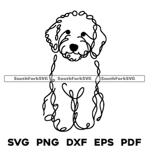 Goldendoodle Dog Minimal Line Art / svg png dxf eps pdf / grafica vettoriale tagliata file laser clip art / download digitale istantaneo uso commerciale
