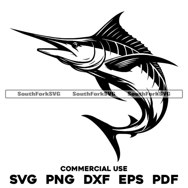 Blue Marlin Design | svg png dxf eps pdf | transparent vector graphic design cut print dye sub laser engrave files commercial use