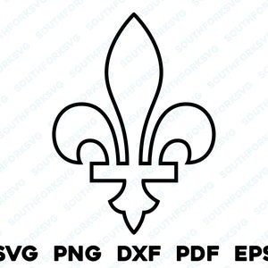Fleur de lys 2 Contour | svg png dxf eps pdf | Fichiers de conception découpés, imprimés, gravés au laser | Téléchargement numérique instantané, utilisation commerciale