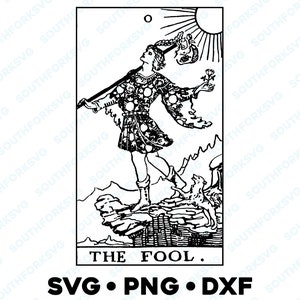 The Fool Tarot Card Major Arcana Rider Waite Deck SVG PNG DXF Fondos transparentes / Divinatory Vector Graphic Clip Art Image Design