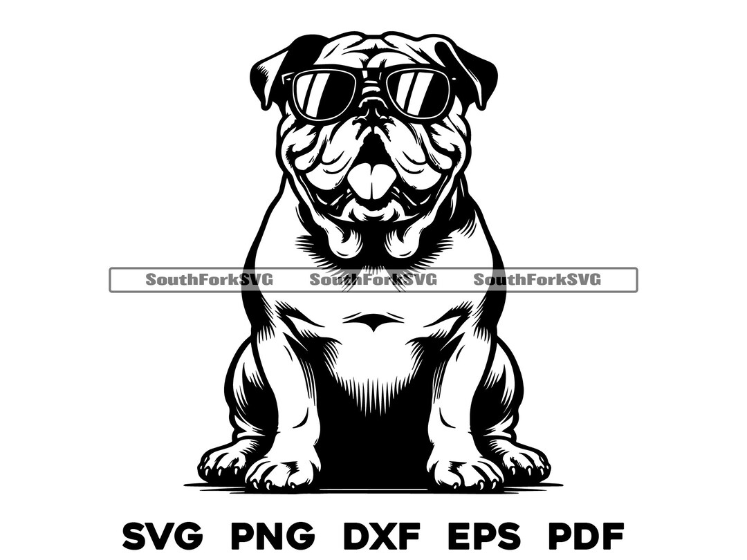 Bulldog Wearing Sunglasses Design Svg Png Dxf Eps Pdf | Vector Graphic ...