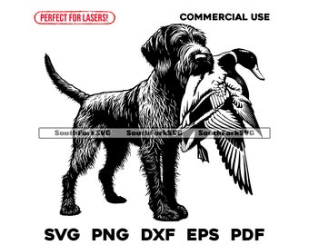 Perro braco alemán de pelo duro / svg png dxf eps pdf / vector gráfico cortado archivo láser clip art / descarga instantánea uso comercial