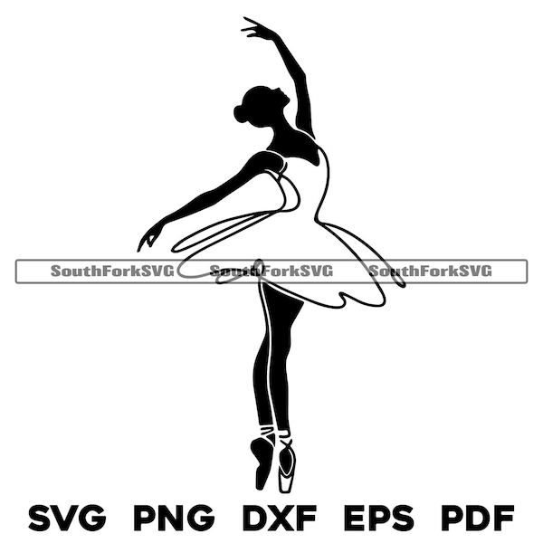 Ballerina Dancer Simple Line Art svg png dxf eps pdf | laser engrave cut print files vector graphic clip art instant download commercial use