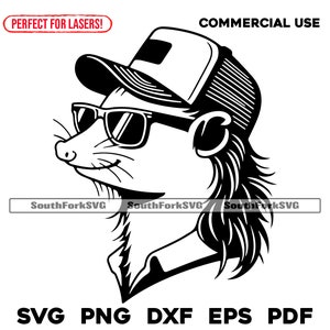 Possum Mullet Trucker Hat svg png dxf eps pdf | design gráfico vetorial corte impressão sublimação de tinta gravação a laser cnc arquivos digitais uso comercial