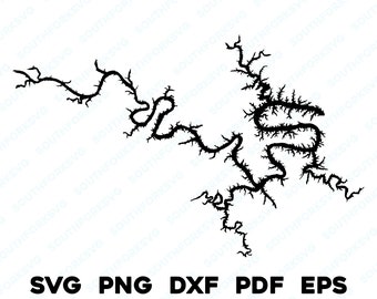 Lac des Ozarks Missouri carte forme Silhouette svg png dxf pdf eps conception graphique vectorielle coupe gravure fichier laser image ing lac de plaisance