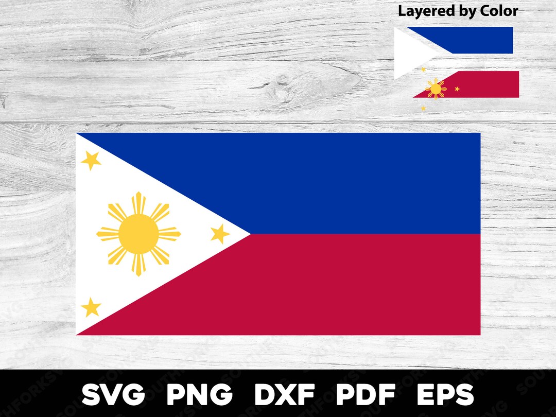 Filipinas Bandera Nacional del País svg png dxf eps pdf en capas por color  vector diseño gráfico archivo digital viajes mundiales República Asia - ..., image size:1080x810