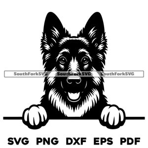 Peeking German Shepherd Head Design | svg png dxf eps pdf | vector graphic cut file laser clip art | instant digital download commercial use