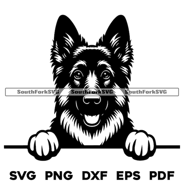 Peeking German Shepherd Head Design | svg png dxf eps pdf | vector graphic cut file laser clip art | instant digital download commercial use